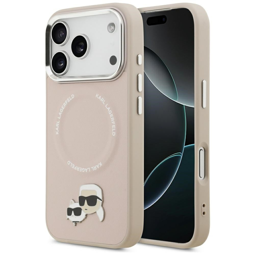 Karl Lagerfeld Karl & Choupette Pins Apple iPhone 17 Pro MagSafe kompatibilis hátlap tok, rózsaszín - iPhone 17 Pro tok a Domshop kínálatából