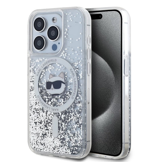 Karl Lagerfeld Liquid Glitter Choupette Head MagSafe tok iPhone 15 Pro Max készülékhez átlátszó - iPhone 15 Pro Max tok a Domshop kínálatából