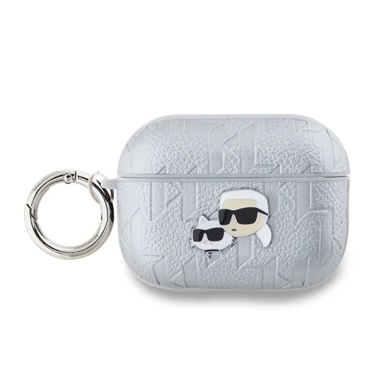 Karl Lagerfeld PU Embossed Karl and Choupette Heads tok AirPods Pro 2 készülékhez ezüst - AirPods Pro 2 tok a Domshop kínálatából