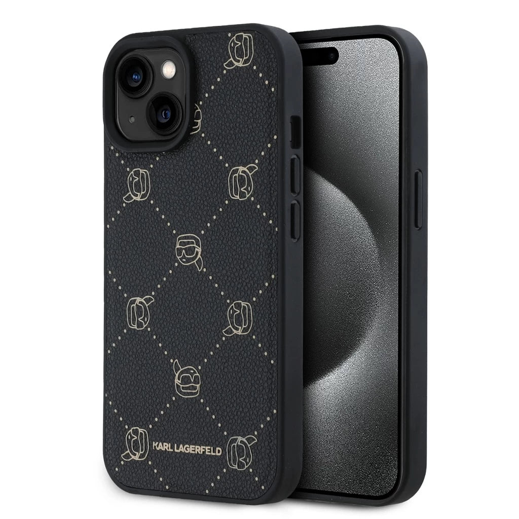 Karl Lagerfeld PU Karl Heads Pattern MagSafe tok iPhone-15 készülékhez fekete - iPhone 15 tok a Domshop kínálatából