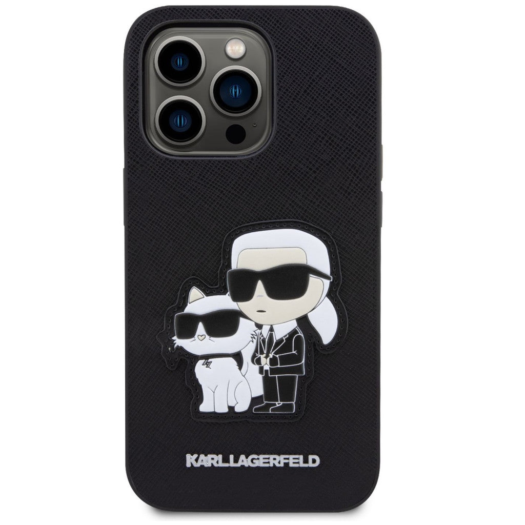 Karl Lagerfeld PU Saffiano Karl and Choupette iPhone 16 Pro tok, fekete - iPhone 16 Pro tok a Domshop kínálatából