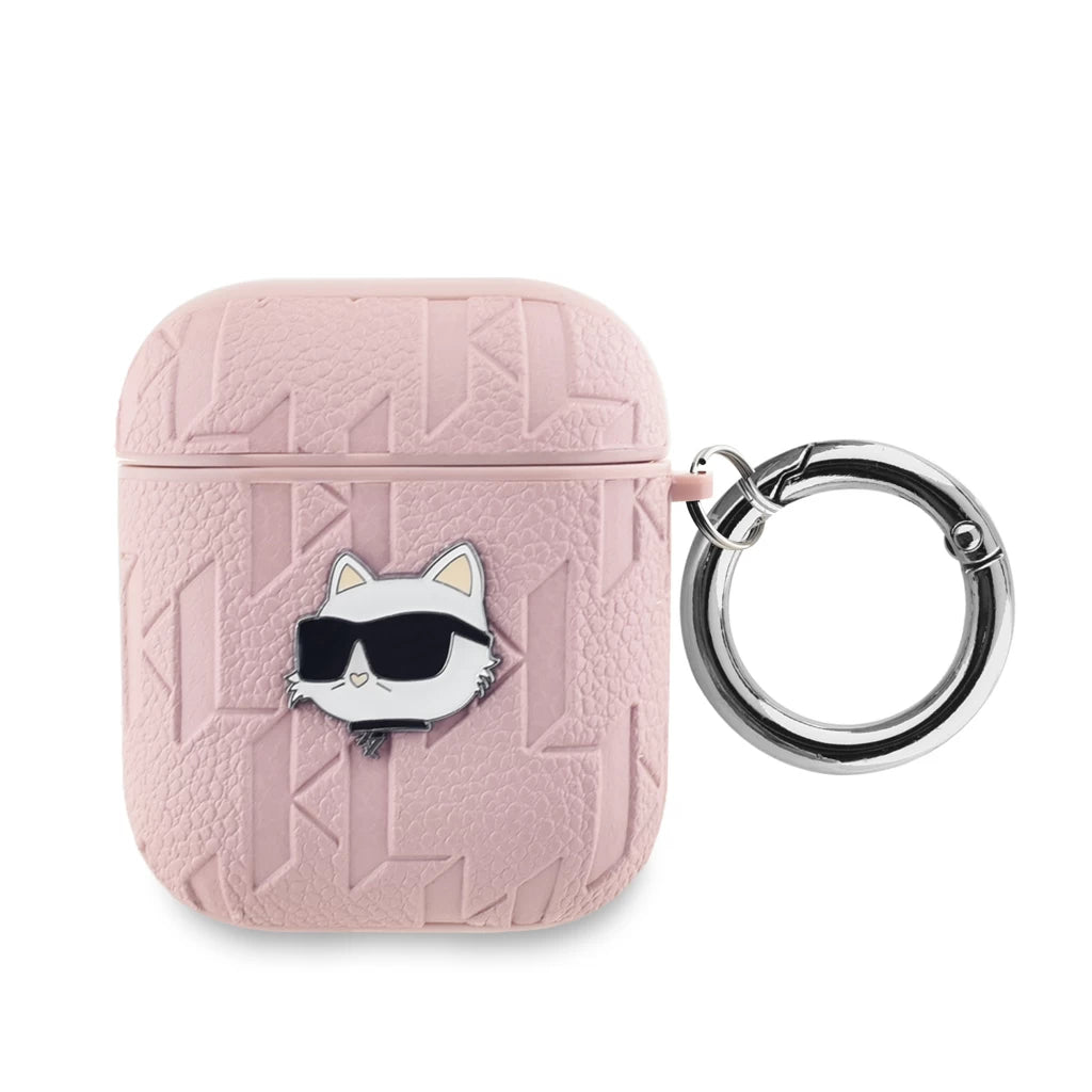Karl Lagerfeld PU domborított Choupette tok AirPods 1/2 készülékhez rózsaszín - AirPods Pro 2 tok a Domshop kínálatából