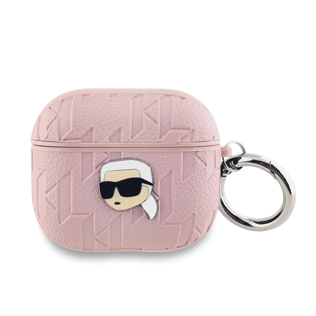 Karl Lagerfeld PU domborított Karl Head tok AirPods 3 készülékhez rózsaszín - AirPods 3 tok a Domshop kínálatából