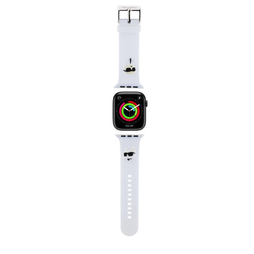 Karl Lagerfeld óraszíj fehér KLAWMSLKCNH Apple Watch 38mm / 40mm / 41mm / 42mm (S10) készülékhez - Apple Watch Szilikon Szíjak a Domshop kínálatából