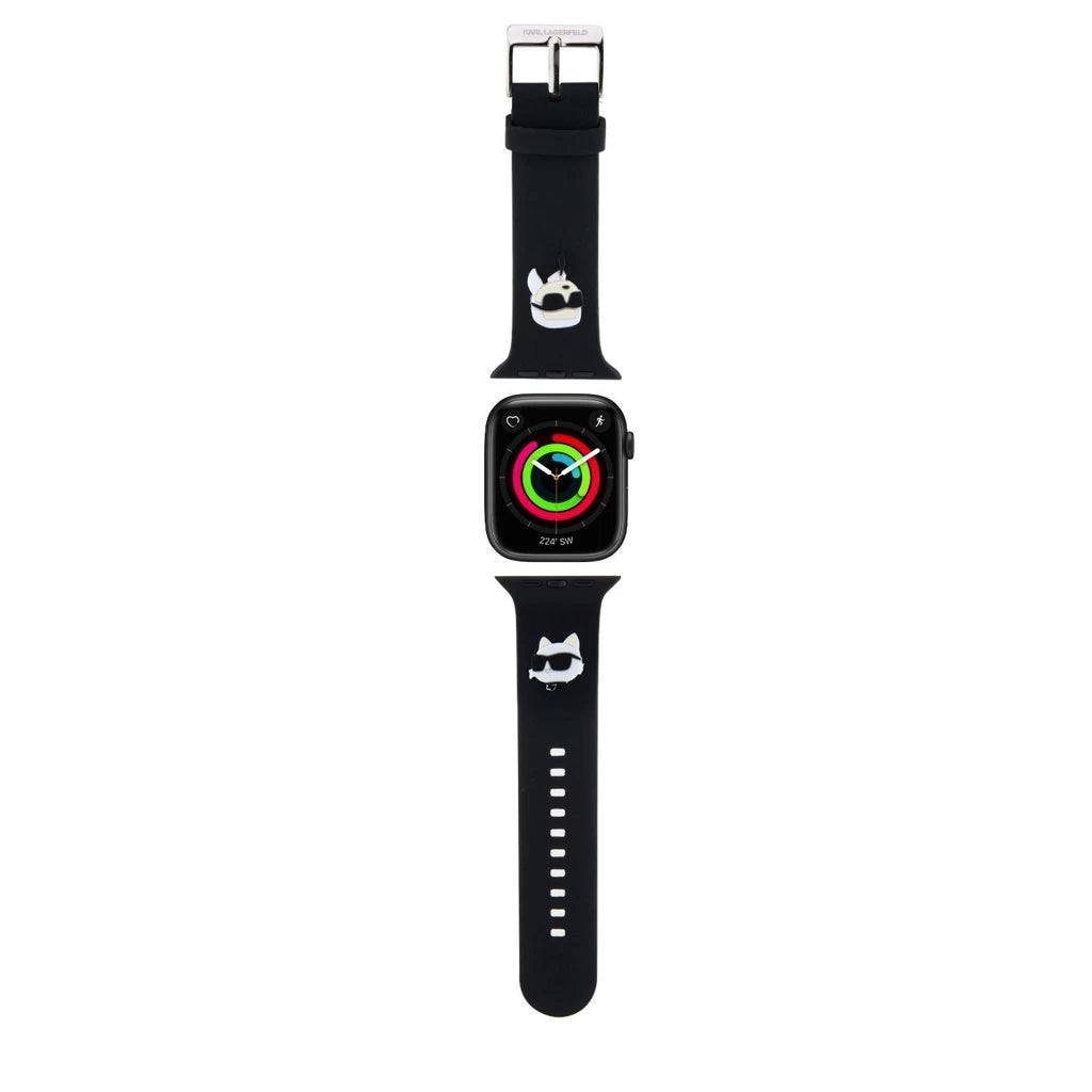 Karl Lagerfeld óraszíj fekete KLAWLSLKCNK Apple Watch 42mm (S1-S3) / 44mm / 45mm / 46mm / 49mm készülékhez - Apple Watch Szilikon Szíjak a Domshop kínálatából