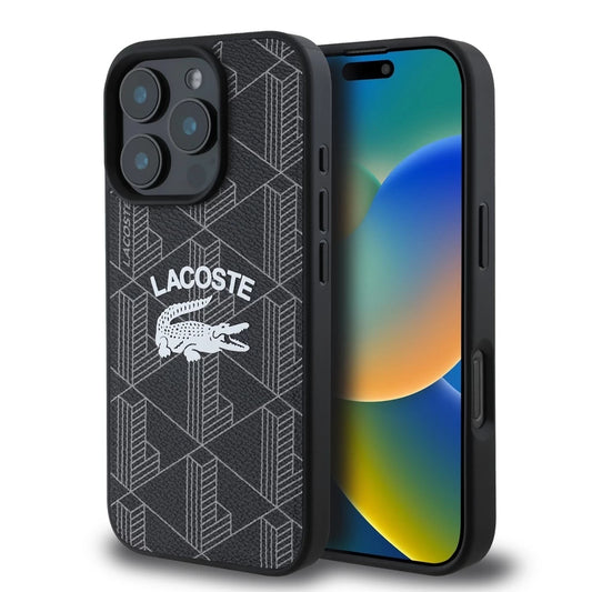 Lacoste Blend Monogram MagSafe tok iPhone 16 Pro készülékhez fekete - iPhone 16 Pro tok a Domshop kínálatából