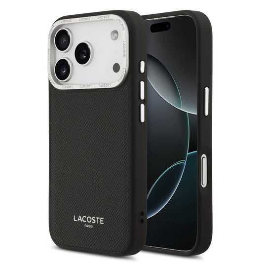 Lacoste PU Leather Champs Elysees MagSafe tok iPhone 17 Pro készülékhez fekete - iPhone 17 Pro tok a Domshop kínálatából
