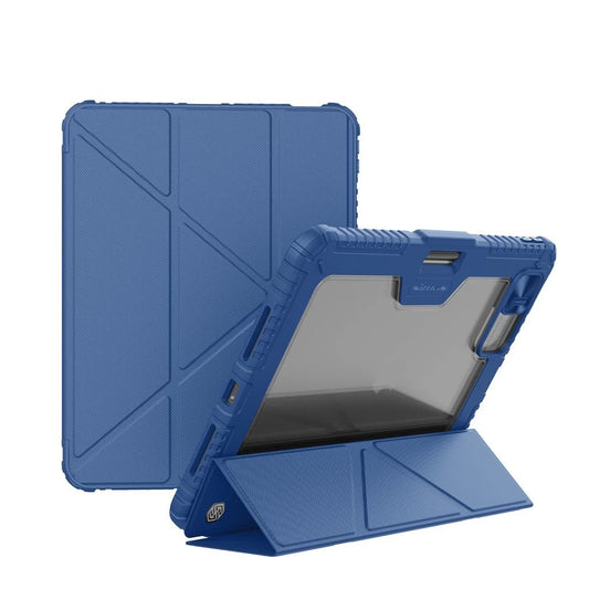 Nillkin Bumper PRO védő állványos tok, többszögben állítható – iPad Pro 12.9 (2020/2021/2022) és iPad Air 13 (2024/2025) készülékhez, zafírkék - iPad Pro 12.9" (2020/2021/2022) tok a Domshop kínálatából