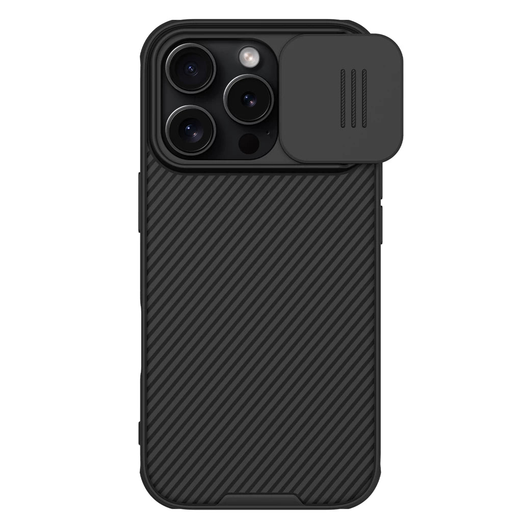 Nillkin CamShield PRO kemény tok Apple iPhone 16 Pro készülékhez fekete - iPhone 16 Pro tok a Domshop kínálatából