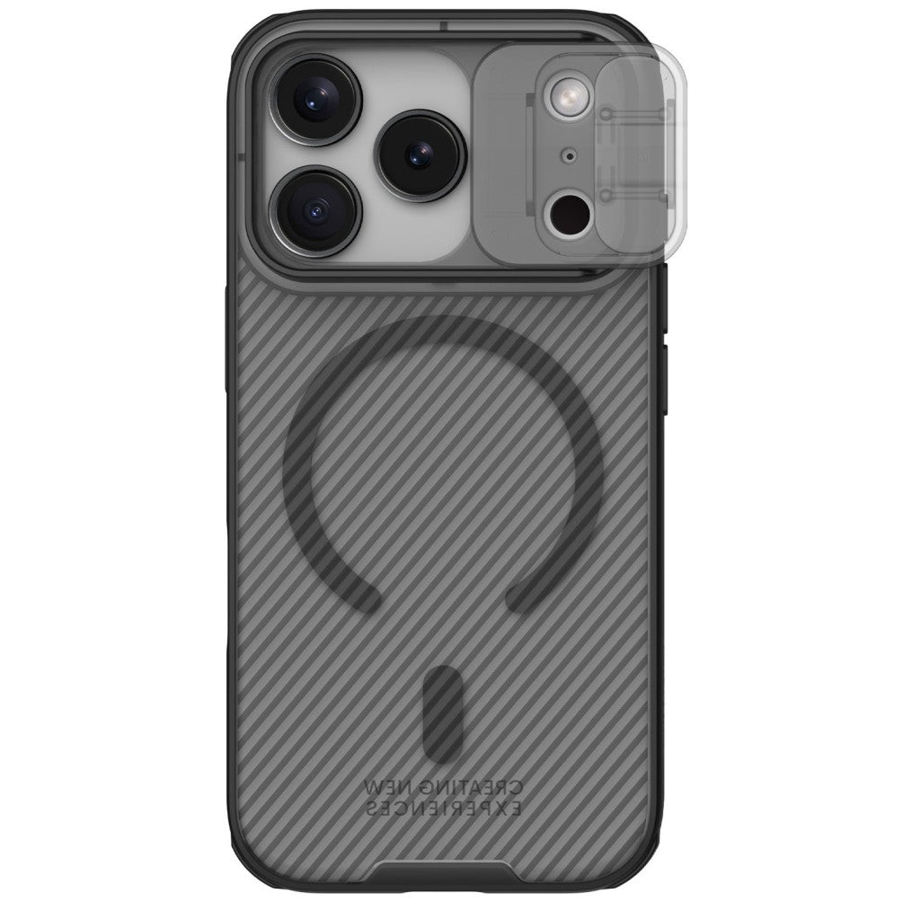 Nillkin CamShield Pro Magnetic Apple iPhone 17 Pro mágneses műanyag hátlap tok, átlátszó-fekete - iPhone 17 Pro tok a Domshop kínálatából