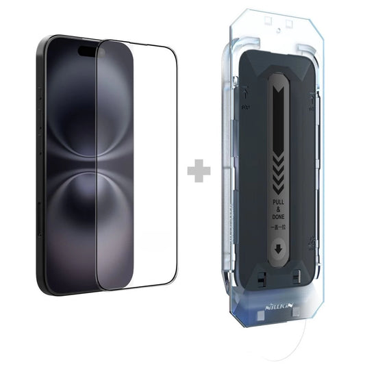 Nillkin Tempered Glass 2.5D CP+ PRO kijelzővédő for Apple iPhone 16 készülékhez fekete (applikátorral) - iPhone 15/16 fólia a Domshop kínálatából