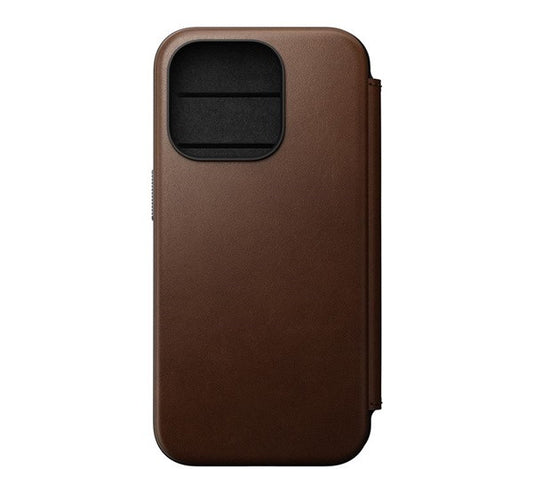 Nomad Modern Leather Folio iPhone 15 Pro flip tok, barna - iPhone 15 Pro tok a Domshop kínálatából
