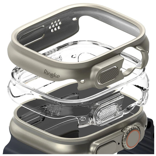 RINGKE SLIM 2-PACK tok APPLE WATCH ULTRA 1 / 2 / 3 (49 MM) készülékhez - átlátszó & titán szürke - Apple Watch Tokok a Domshop kínálatából