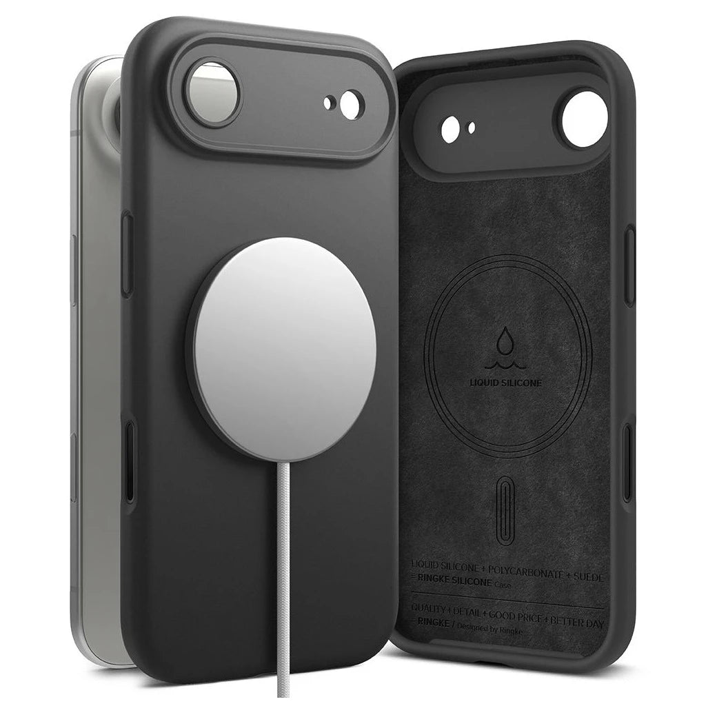 RINGKE szilikon mágneses MagSafe iPhone Air készülékhez tok fekete - iPhone 17 Air tok a Domshop kínálatából