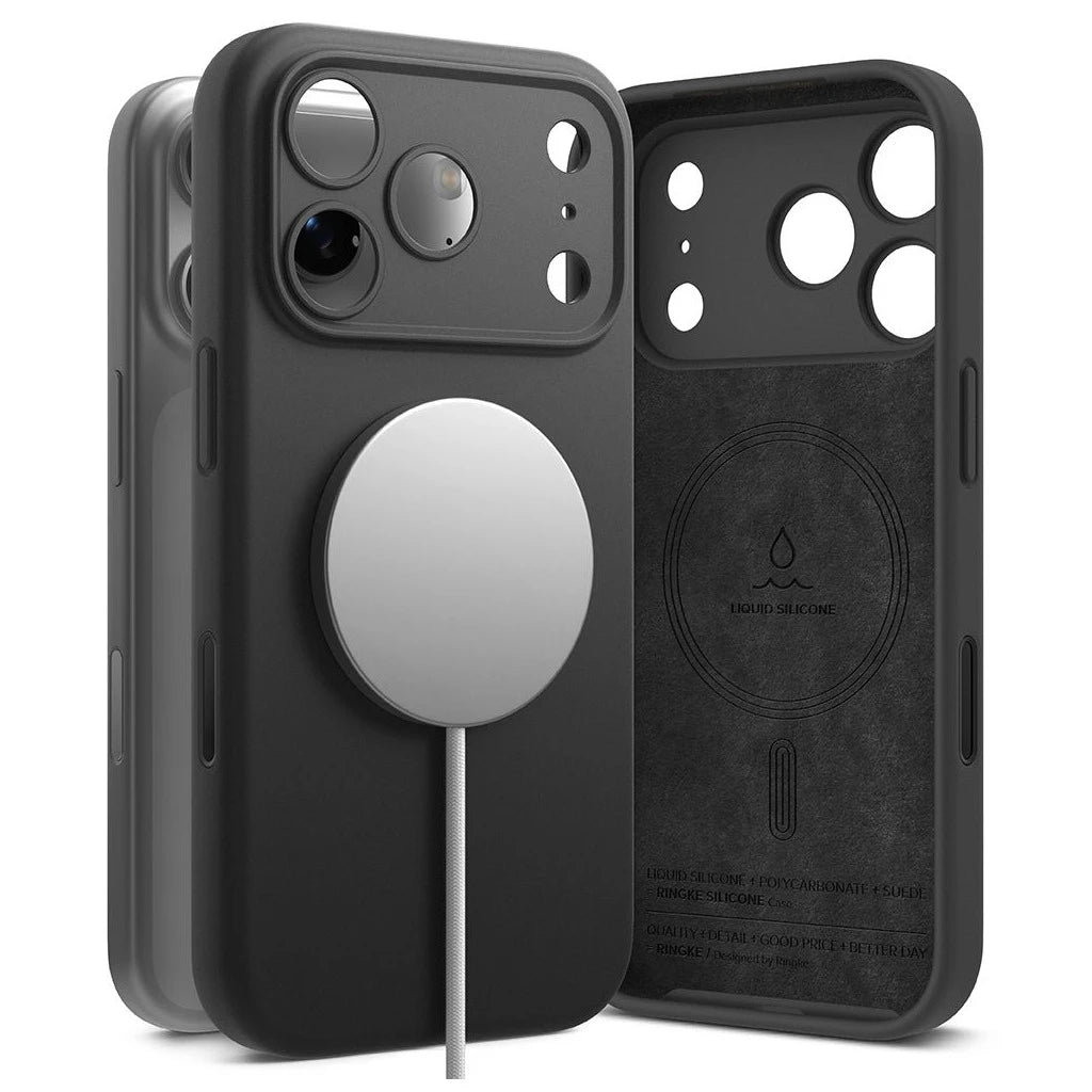 RINGKE szilikon mágneses MagSafe tok iPhone 17 Pro Max készülékhez fekete - iPhone 17 Pro Max tok a Domshop kínálatából