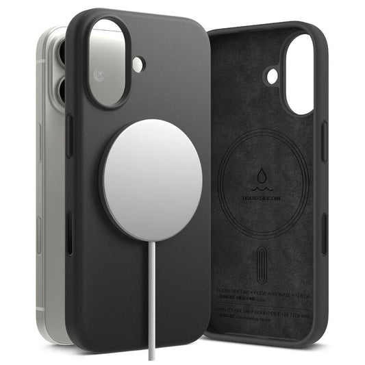 RINGKE szilikon tok magnetic MagSafe iPhone 17 készülékhez fekete - iPhone 17 tok a Domshop kínálatából