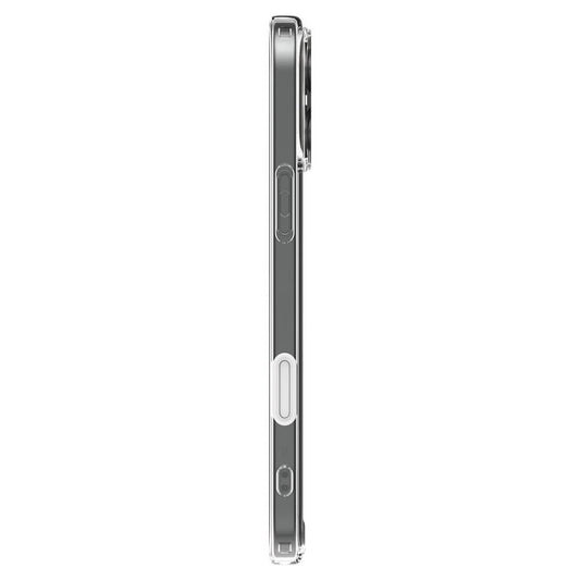 Apple iPhone 16 Pro, Műanyag hátlap védőtok + szilikon keret, Magsafe töltővel kompatibilis, érintő funkciós gombfedéllel, Spigen Ultra Hybrid "T" Mag, átlátszó/fehér