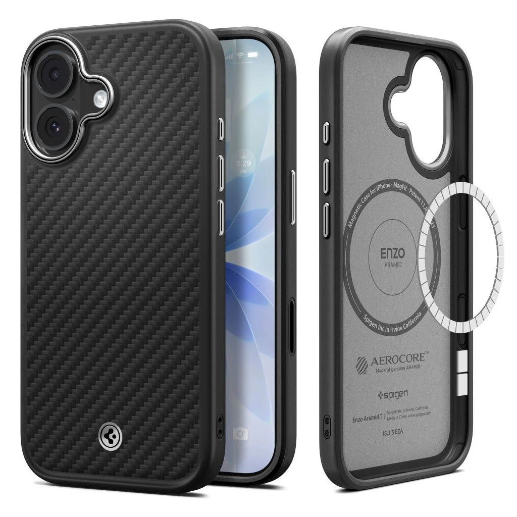 SPIGEN ENZO ARAMID "T" MAG MAGSAFE iPhone 17 készülékhez tok fekete/ezüst - iPhone 17 tok a Domshop kínálatából