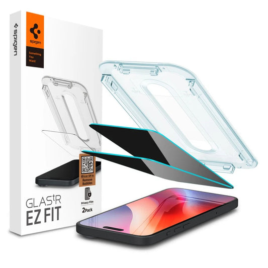 SPIGEN GLAS.TR "EZ FIT" 2-PACK edzett üveg kijelzővédő iPhone 15/16 Privacy készülékhez - iPhone 15/16 fólia a Domshop kínálatából