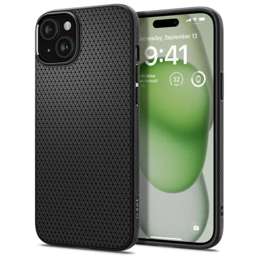 SPIGEN LIQUID AIR iPhone 15 Plus tok készülékhez matt fekete - iPhone 15 Plus tok a Domshop kínálatából
