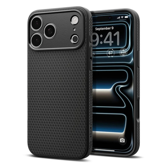 SPIGEN Liquid Air iPhone 17 Pro Max készülékhez tok matt fekete - iPhone 17 Pro Max tok a Domshop kínálatából