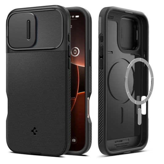 SPIGEN OPTIK ARMOR MAG MAGSAFE iPhone 16 Pro Max készülékhez tok fekete - iPhone 16 Pro Max tok a Domshop kínálatából