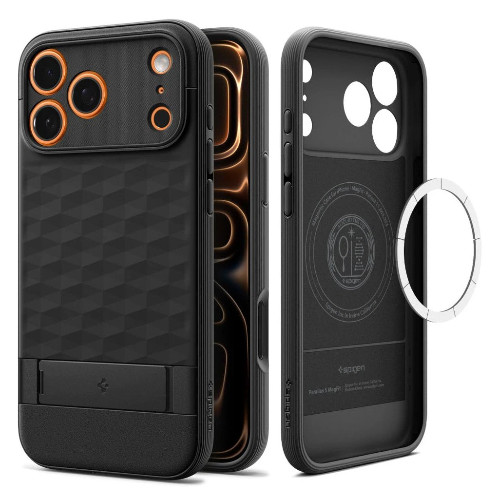SPIGEN PARALLAX "S" MAG MAGSAFE iPhone 17 Pro Max készülékhez tok matt fekete - iPhone 17 Pro Max tok a Domshop kínálatából