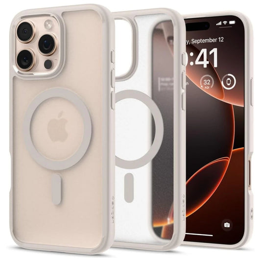 SPIGEN ULTRA HYBRID MAG MAGSAFE iPhone 16 Pro Max készülékhez tok FROST NATURAL TITANIUM - iPhone 16 Pro Max tok a Domshop kínálatából