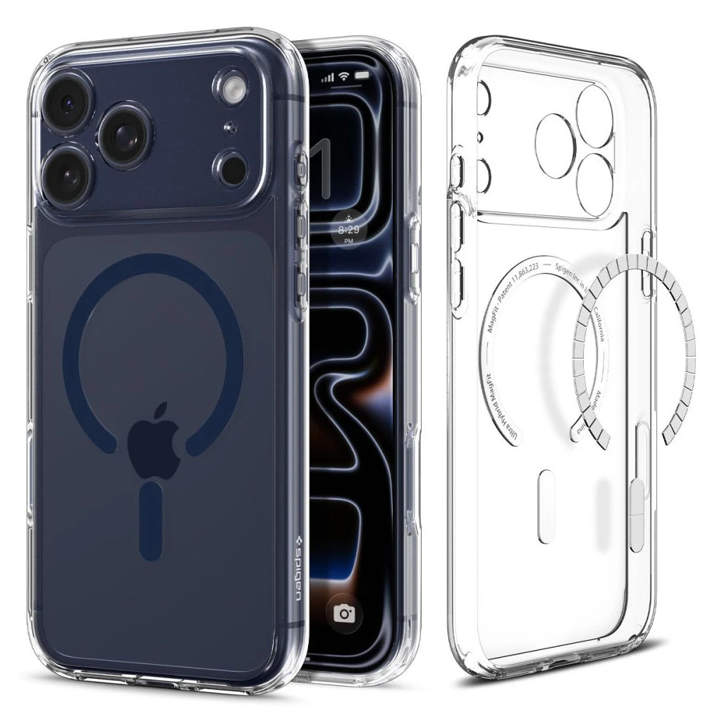 SPIGEN ULTRA HYBRID MAG MAGSAFE iPhone 17 Pro készülékhez tok átlátszó/mélykék - iPhone 17 Pro tok a Domshop kínálatából