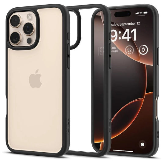 SPIGEN ULTRA HYBRID iPhone 16 Pro Max tok készülékhez matt fekete - iPhone 16 Pro Max tok a Domshop kínálatából