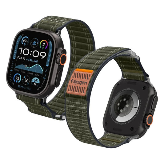 SPIGEN WBF0 szíj APPLE WATCH 8 / 9 / 10 / 11 / SE / ULTRA készülékhez (44 / 45 / 46 / 49 MM) zöld - Apple Watch Szövet Szíjak a Domshop kínálatából