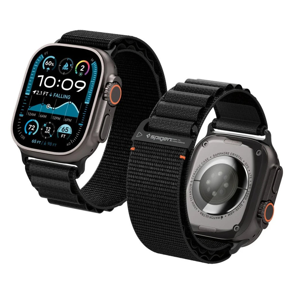 SPIGEN WBF1 szíj Apple Watch 8 / 9 / 10 / 11 / SE / ULTRA készülékhez (44 / 45 / 46 / 49 MM) fekete - Apple Watch Szövet Szíjak a Domshop kínálatából