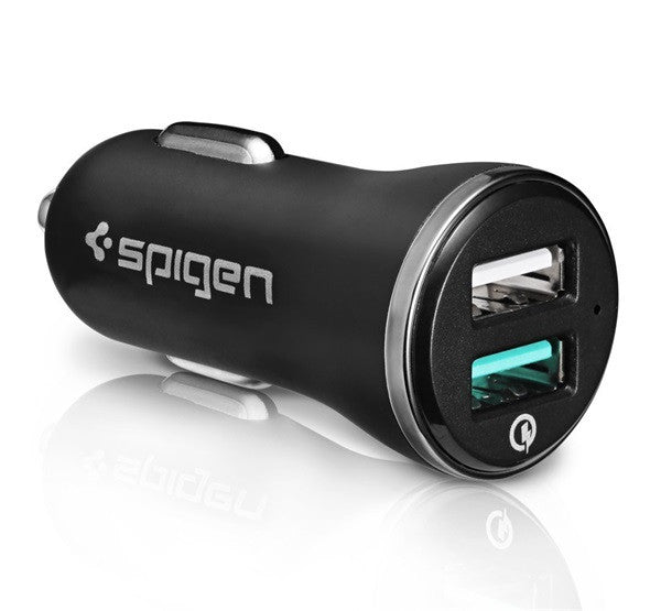 Spigen Essential F27QC Quick Charge 3.0 autós szivargyújtó töltő adapter, 2xUSB, fekete - Autós töltő a Domshop kínálatából