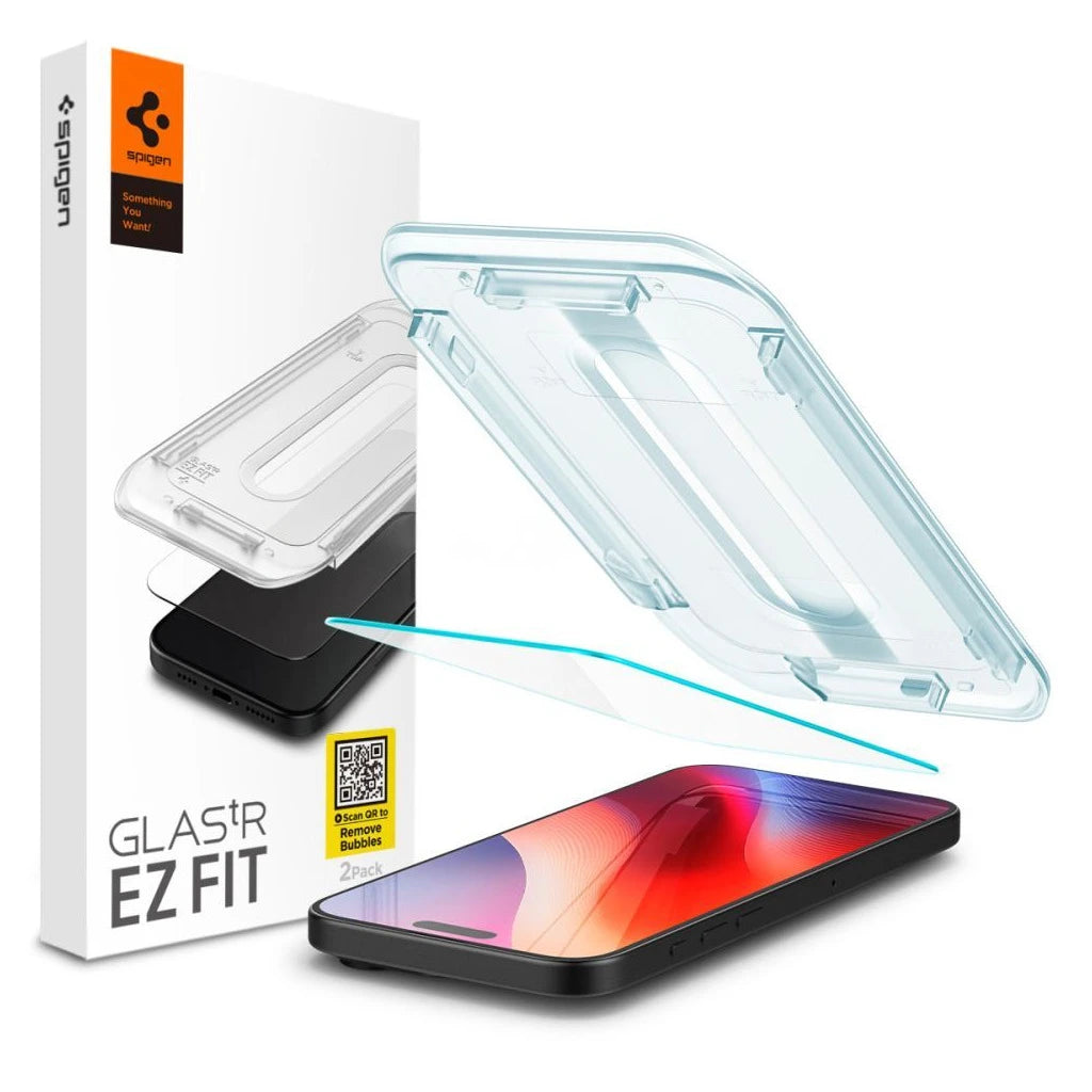 Spigen Glas.TR "EZ FIT" iPhone 15/16 készülékhez edzett üveg kijelzővédő, átlátszó - iPhone 15/16 fólia a Domshop kínálatából