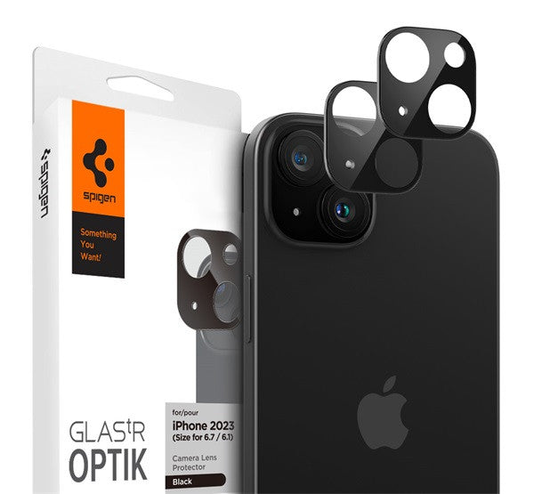 Spigen Glas.tR Optik Apple iPhone 15 / 14 / 15 Plus / 14 Plus Tempered kameravédő fólia, fekete (2db) - iPhone 15 Plus/16Plus fólia a Domshop kínálatából