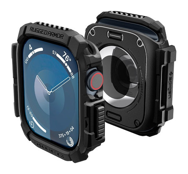 Spigen Rugged Armor Apple Watch 11 / Watch 10 46mm tok, Matte Black, fekete - Apple Watch Tokok a Domshop kínálatából