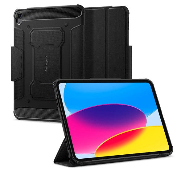 Spigen Rugged Armor Pro Apple iPad 10.9" (2022) / iPad 11" (2025) oldalra nyíló tok, fekete - iPad 10.9" (2022) és iPad 11" (2025) tok a Domshop kínálatából