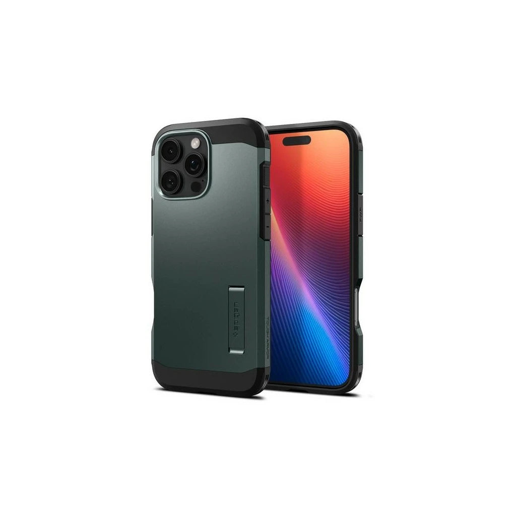 Spigen Tough Armor MAG tok iPhone 16 Pro készülékhez 6.3" MagSafe, mélyzöld ACS08148 - iPhone 16 Pro tok a Domshop kínálatából