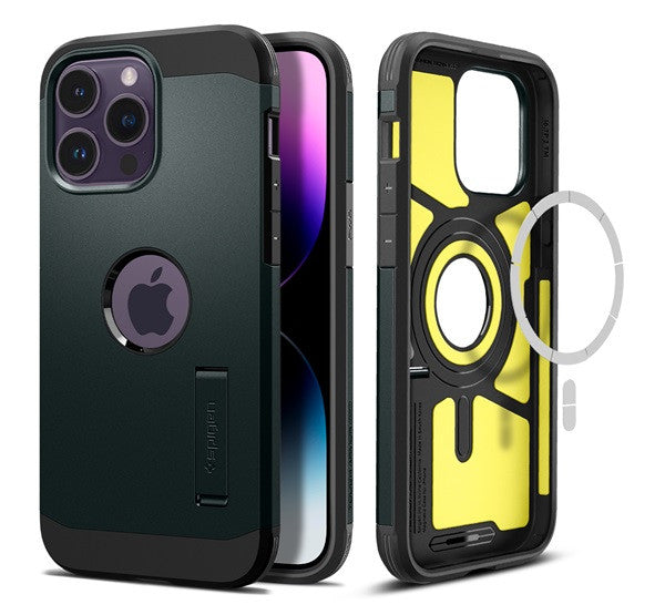 Spigen Tough Armor MagFit Apple iPhone 14 Pro tok Abyss Green MagSafe, zöld - iPhone 14 Pro tok a Domshop kínálatából