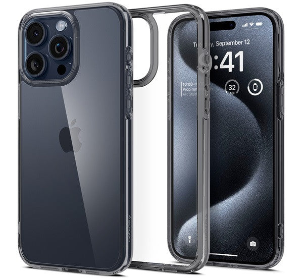 Spigen Ultra Hybrid Apple iPhone 15 Pro Max tok, Space Crystal, átlátszó-szürke, fekete-átlátszó - iPhone 15 Pro Max tok a Domshop kínálatából