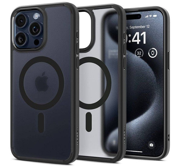 Spigen Ultra Hybrid MagFit Apple iPhone 16 Pro tok, MagSafe, Frost, fekete - iPhone 16 Pro tok a Domshop kínálatából