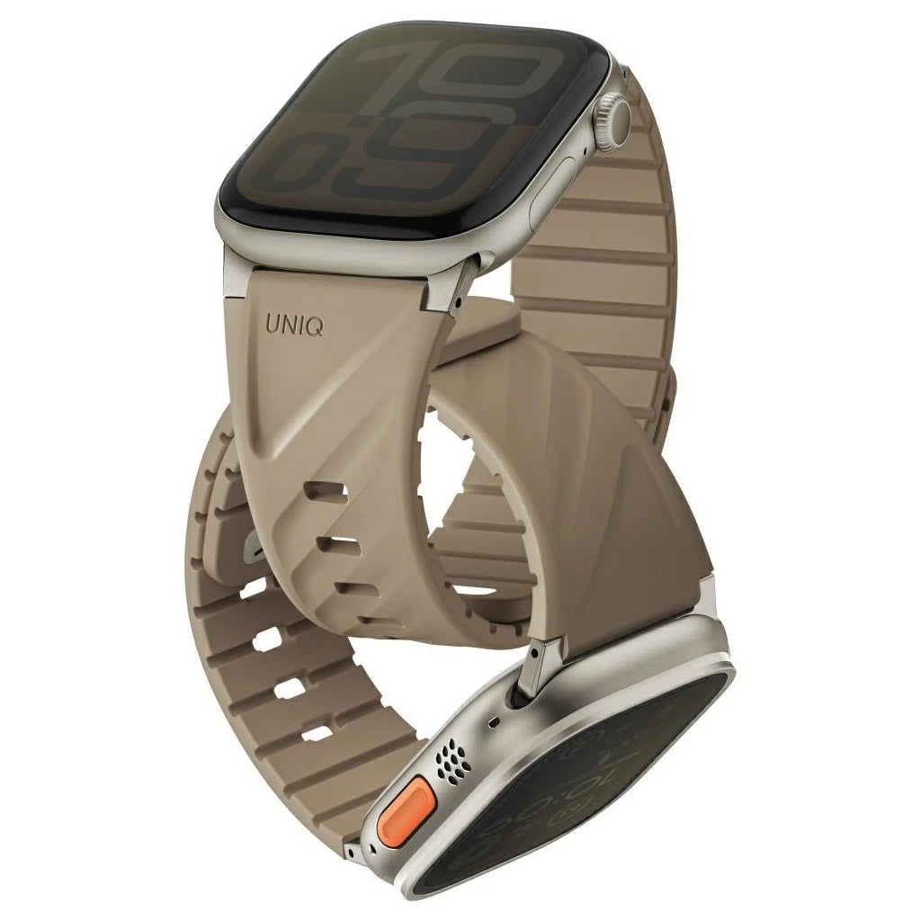 Szíj UNIQ Fluo Apple Watch készülékhez 49/46/45/44/42/41/40mm Magnetic bézs - Apple Watch Szilikon Szíjak a Domshop kínálatából