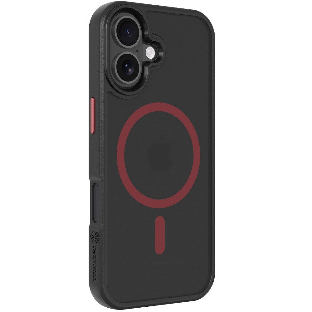 Apple iPhone 17, Műanyag hátlap védőtok + szilikon keret, közepesen ütésálló, Magsafe kompatibilis, Tactical MagForce Hyperstealth 2.0, áttetsző/fekete/piros