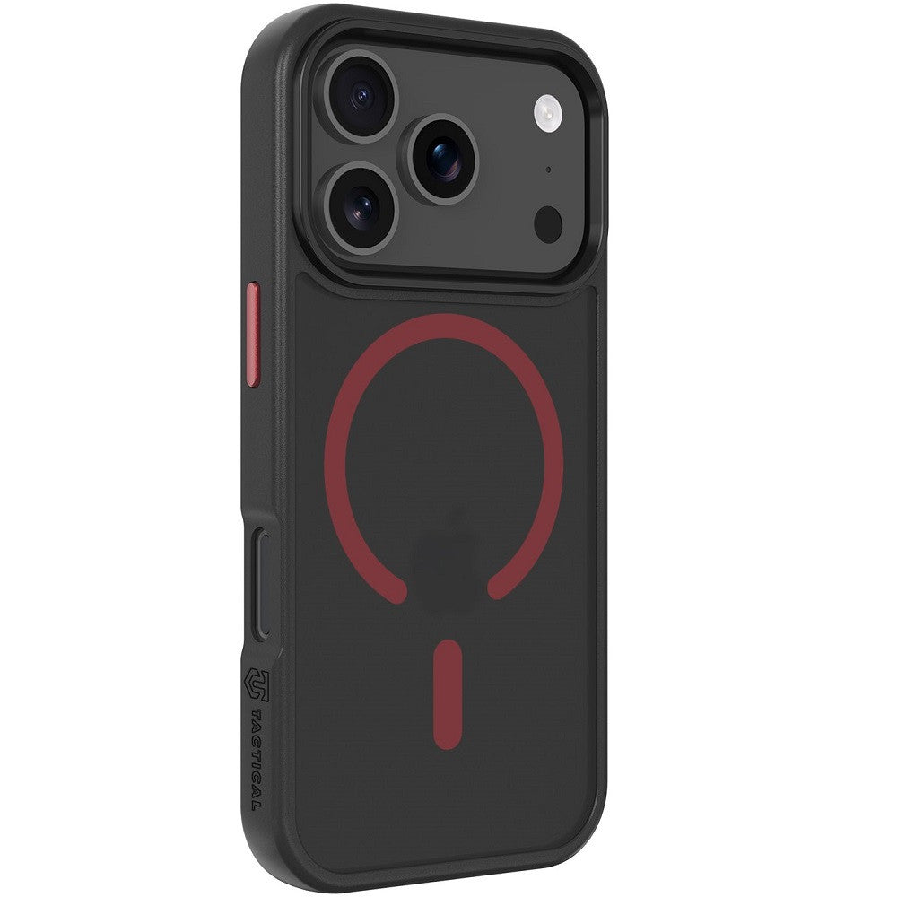 Apple iPhone 17 Pro, Műanyag hátlap védőtok + szilikon keret, közepesen ütésálló, Magsafe kompatibilis, Tactical MagForce Hyperstealth 2.0, áttetsző/fekete/piros