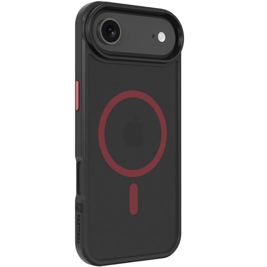 Apple iPhone Air (2025), Műanyag hátlap védőtok + szilikon keret, közepesen ütésálló, Magsafe kompatibilis, Tactical MagForce Hyperstealth 2.0, áttetsző/fekete/piros