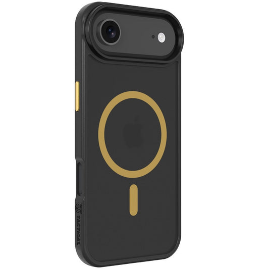 Apple iPhone Air (2025), Műanyag hátlap védőtok + szilikon keret, közepesen ütésálló, Magsafe kompatibilis, Tactical MagForce Hyperstealth 2.0, áttetsző/fekete/sárga