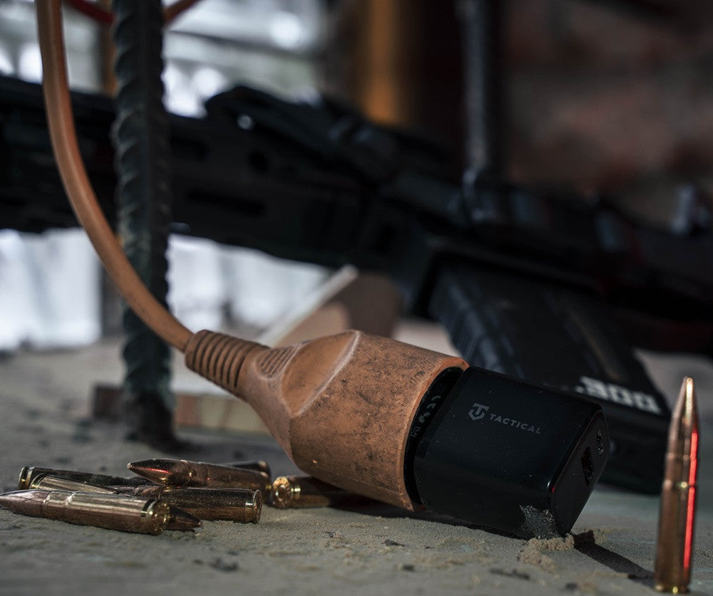 Hálózati töltő adapter, 20W, USB aljzat, USB Type-C aljzat, gyorstöltés, PD, QC 3.0, Tactical Base Plug Dual, fekete