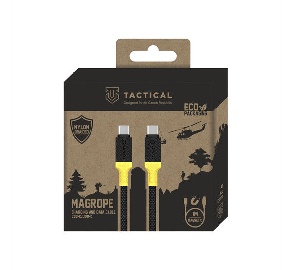 Tactical MagRope USB-C-USB-C adatkábel szövet bevonattal, 1m, fekete/sárga - USB-C kábel a Domshop kínálatából