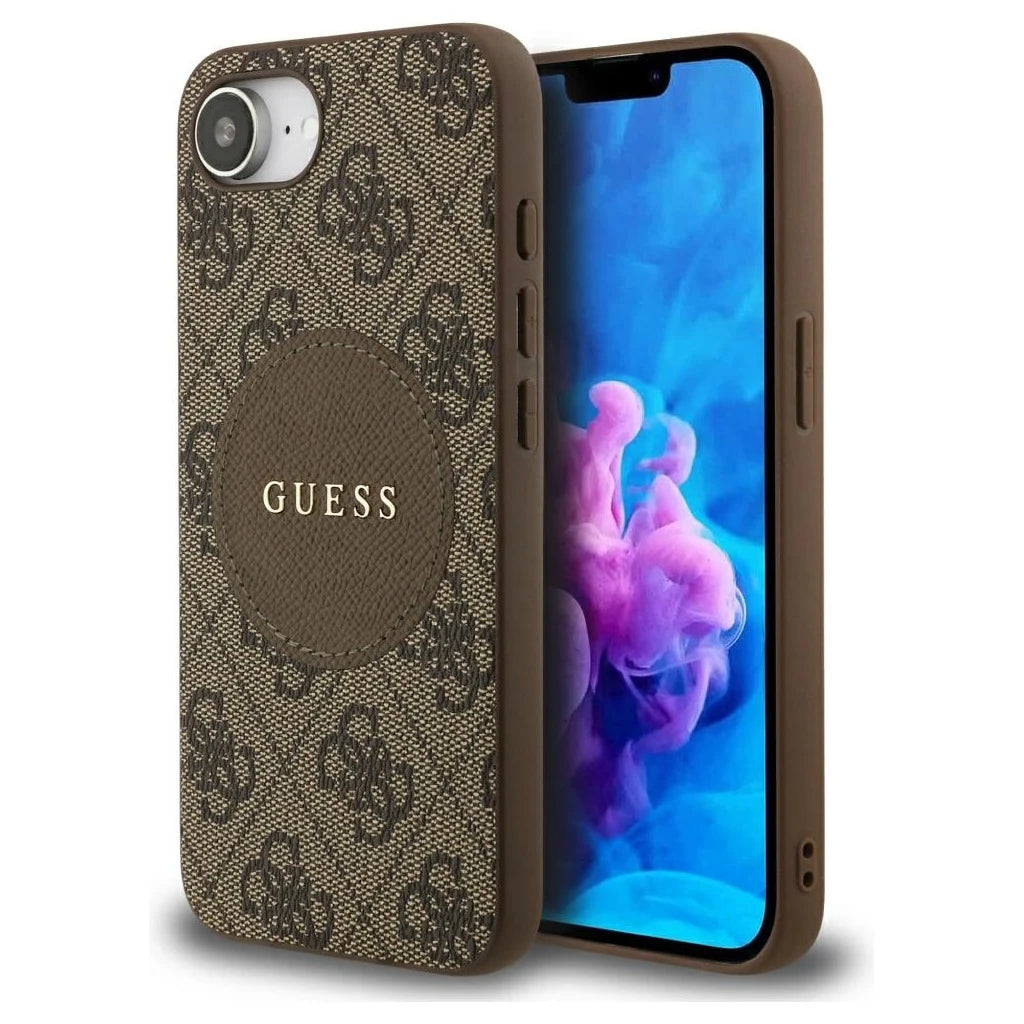 Tok Guess 4G Circle Classic Logo MagSafe iPhone 16e készülékhez barna - iPhone 16e tok a Domshop kínálatából