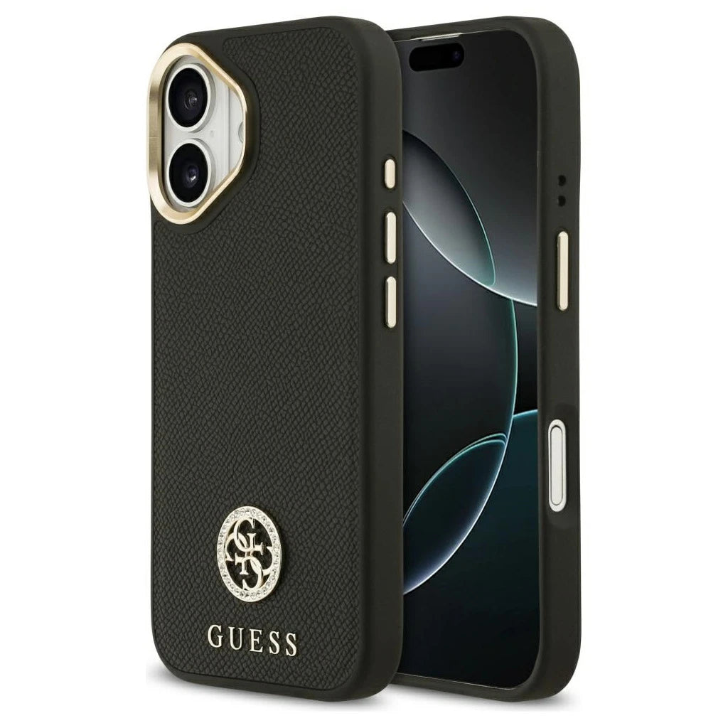 Tok Guess Grained Strass Logo MagSafe iPhone 17 készülékhez fekete - iPhone 17 tok a Domshop kínálatából